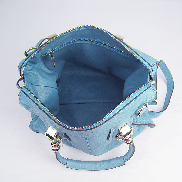 Fake Hermes New Arrival Double-duty leather handbag Light Blue 60669 - Click Image to Close